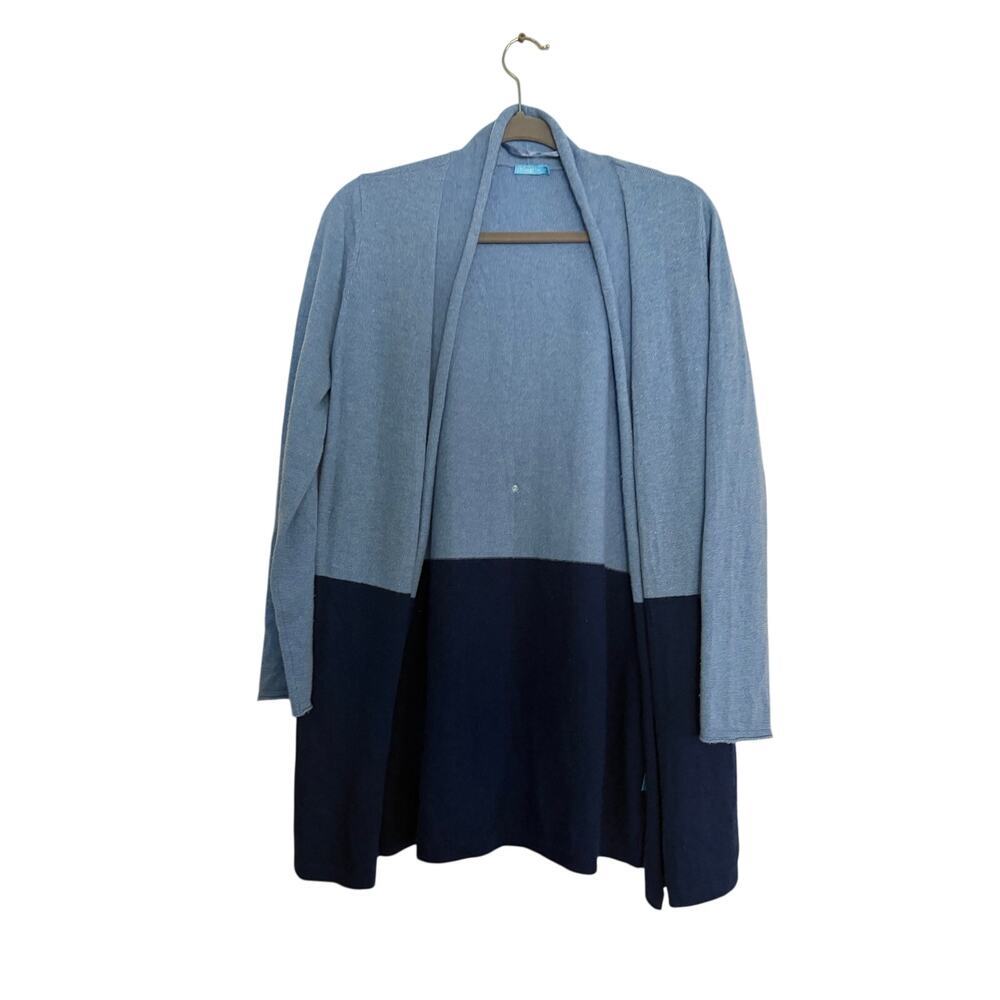 J. McLaughlin Cardigan Sweater Sherrin 2-Tone Colorblock Blue Size Medium